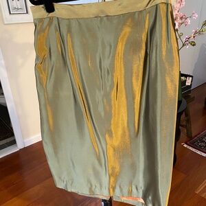 Olive Satin Pencil Skirt - Classic Women's Workwear